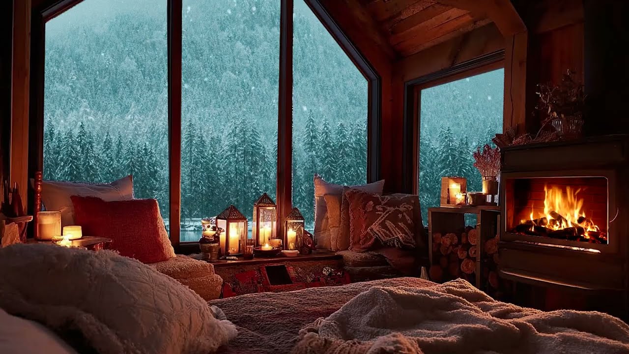 Cozy Winter Afterrnoon ❄️ Soft Piano & Falling Snow For Calm Mind