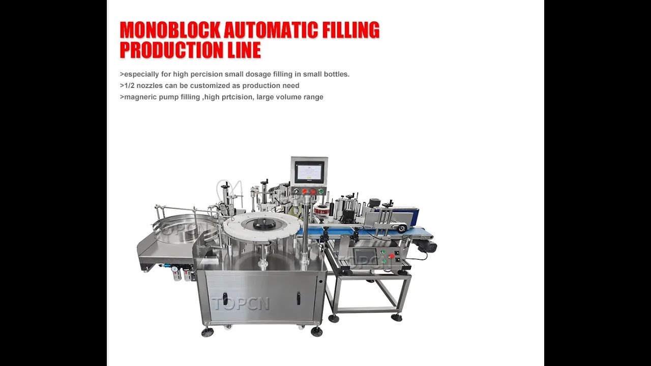 Automatic Monoblock Essential oil Spray Roller Bottle Perfume Filling Capping Labeling Machine Line