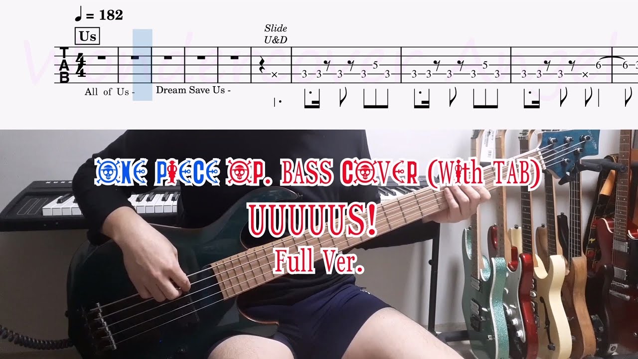 One Piece Op. [UUUUUS! (Full version)] Bass cover (With TAB)