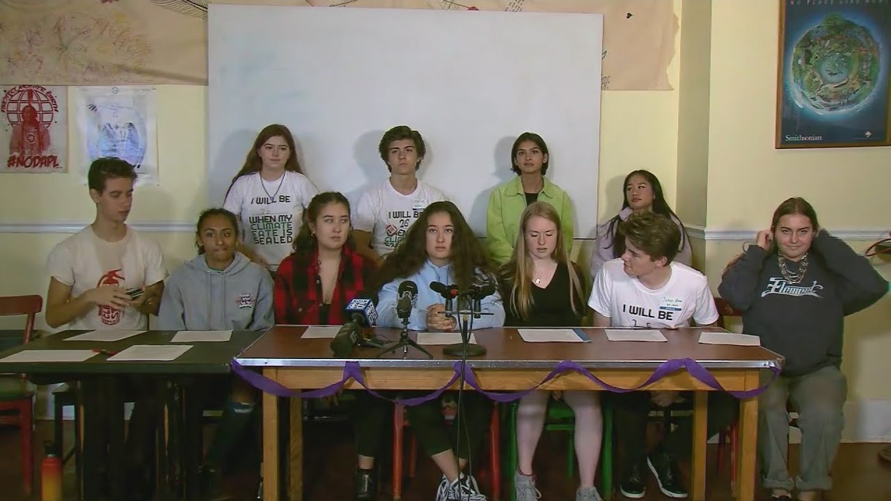 Young climate activists hold press conference