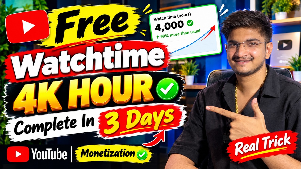 Free Watchtime Kaise Badaye I 4000 Hrs in 3 Day | How to Increase Watch Time✅✅7518695664