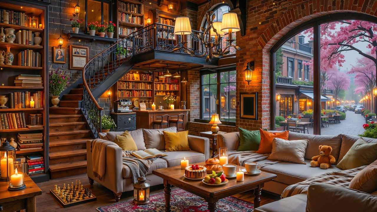 Gentle February Morning Jazz at Cozy Bookstore Coffee Shop ☕ Relaxing Jazz Background Music for Work