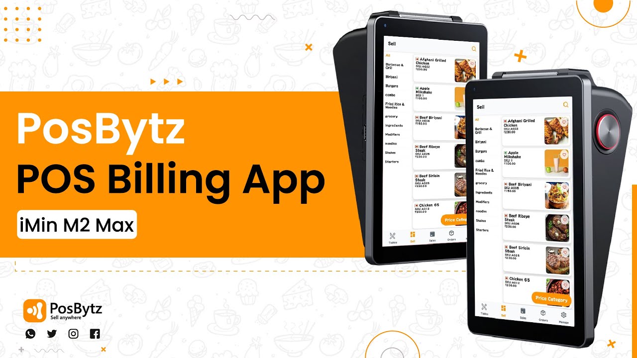 PosBytz Android POS Billing App with iMin M2 Max | Seamless POS Experience for Restaurants & QSR