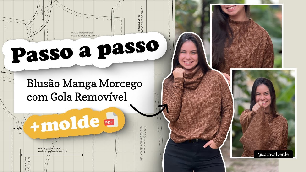 PASSO A PASSO Blusão Manga Morcego com Gola Removível | como fazer + MOLDES