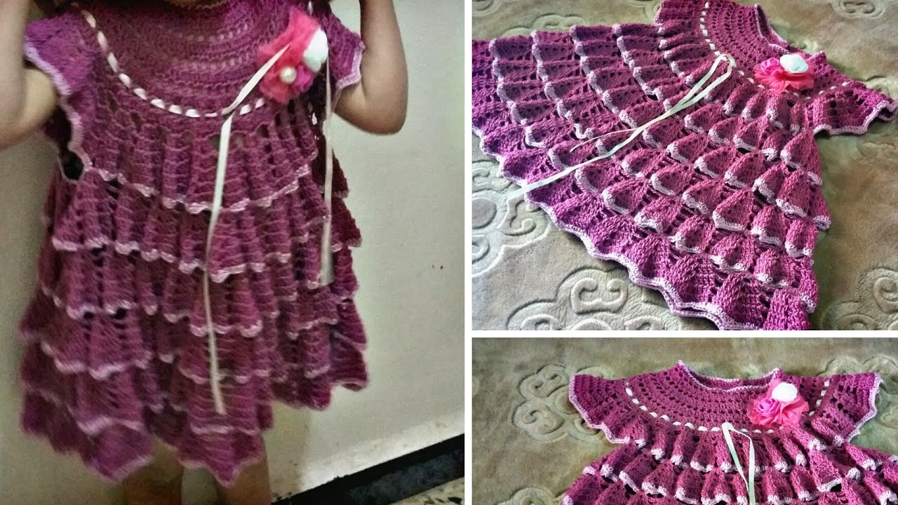 كروشيه فستان  اطفال بناتي بصدر دائري خطوة بخطوة (1) Crochet Dress For Girls Five Years
