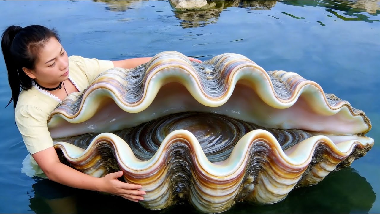 The beautiful big mouthed clam has fascinating wealth inside its belly