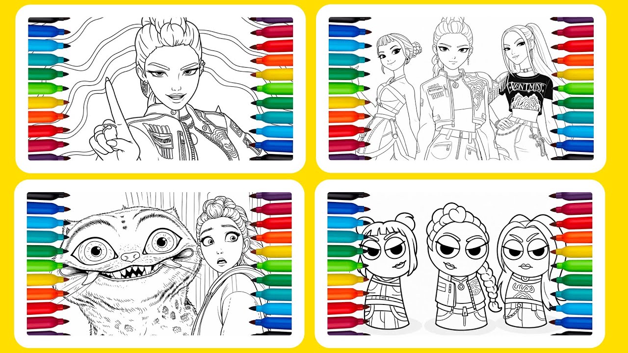 K-POP DEMON HUNTER Coloring Book Compilation🎨 | Coloring K-Pop Demon Hunter Art | HUNTR/X