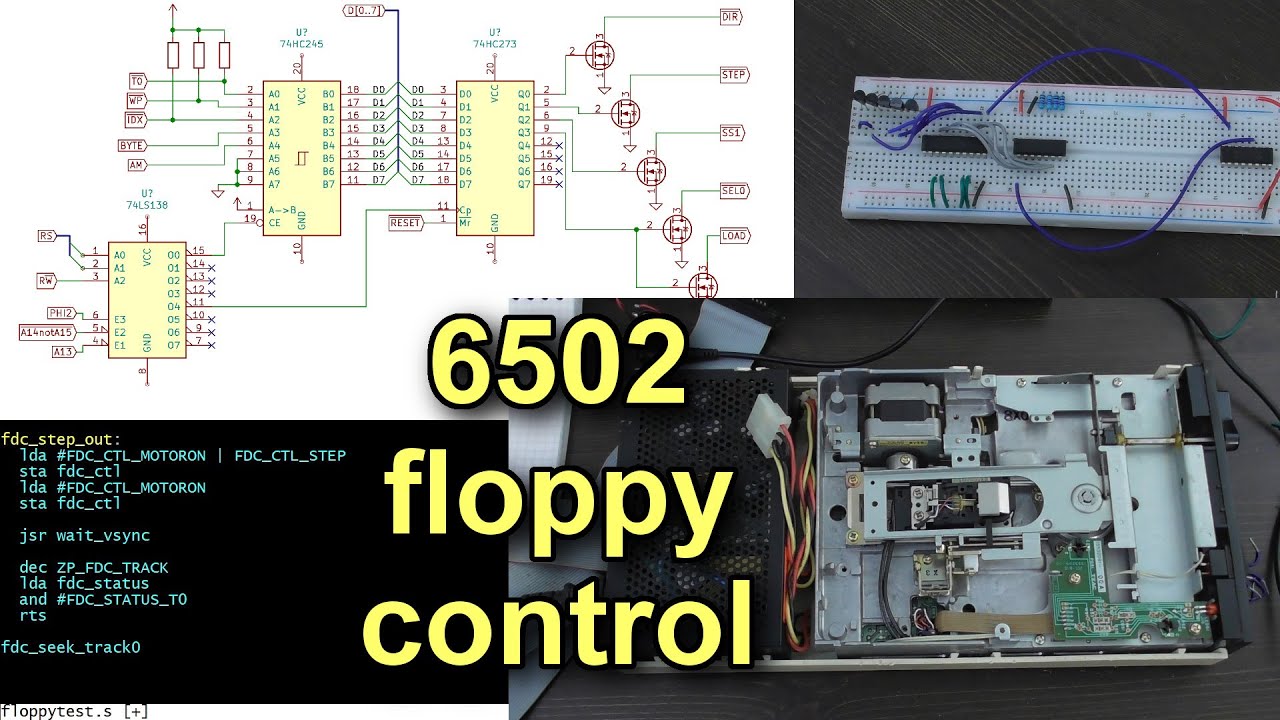 Homebrew 6502 controlling a Floppy Disk Drive