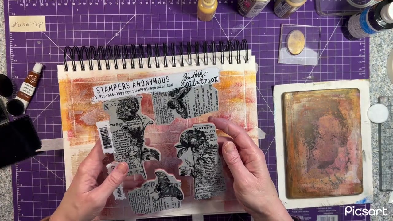 MIXED MEDIA GRID JOURNAL ART #thesimplecrafter #mixedmediaart 