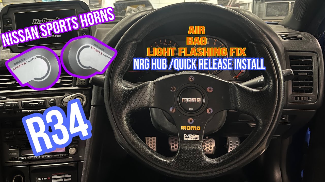 Installing R34 GTT NRG hub / momo steering wheel +  Nissan Sports Horns (flashing airbag light fix)