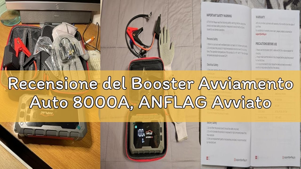 Recensione del Booster Avviamento Auto 8000A, ANFLAG Avviatore Batteria Auto con Compressore 160PSI,