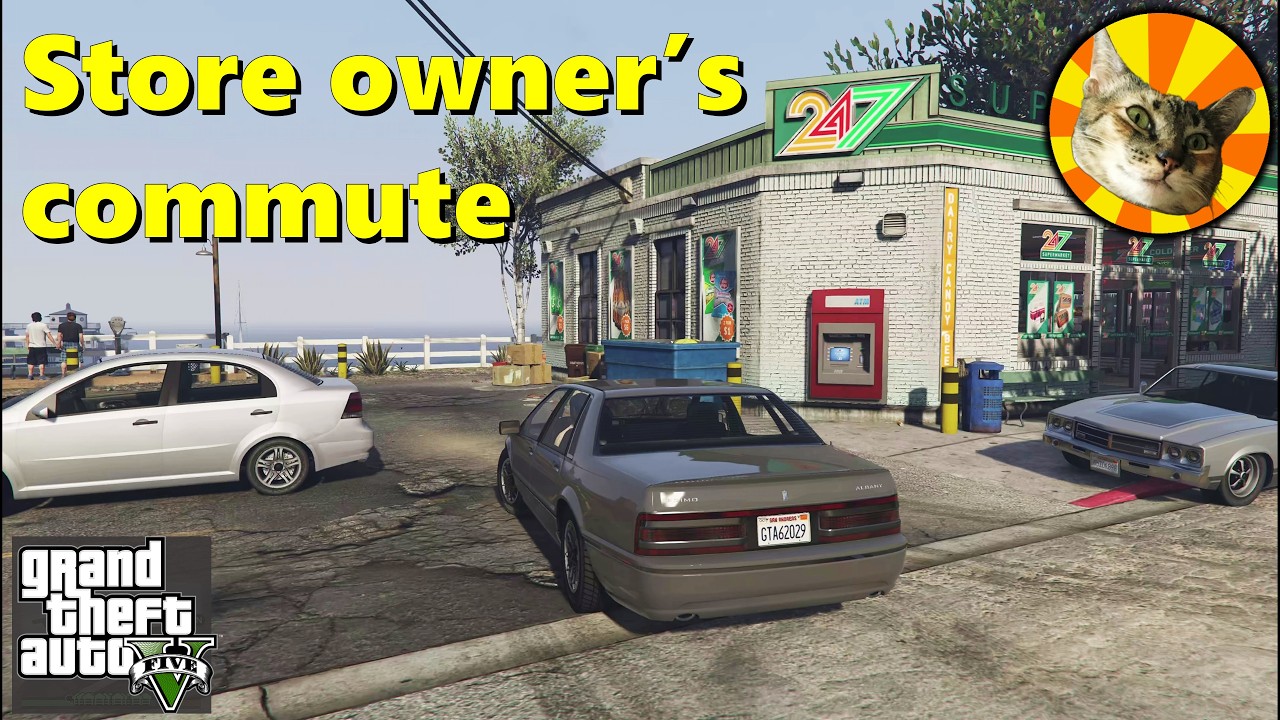 Store owner drives to work | GTA V NPC roleplay
