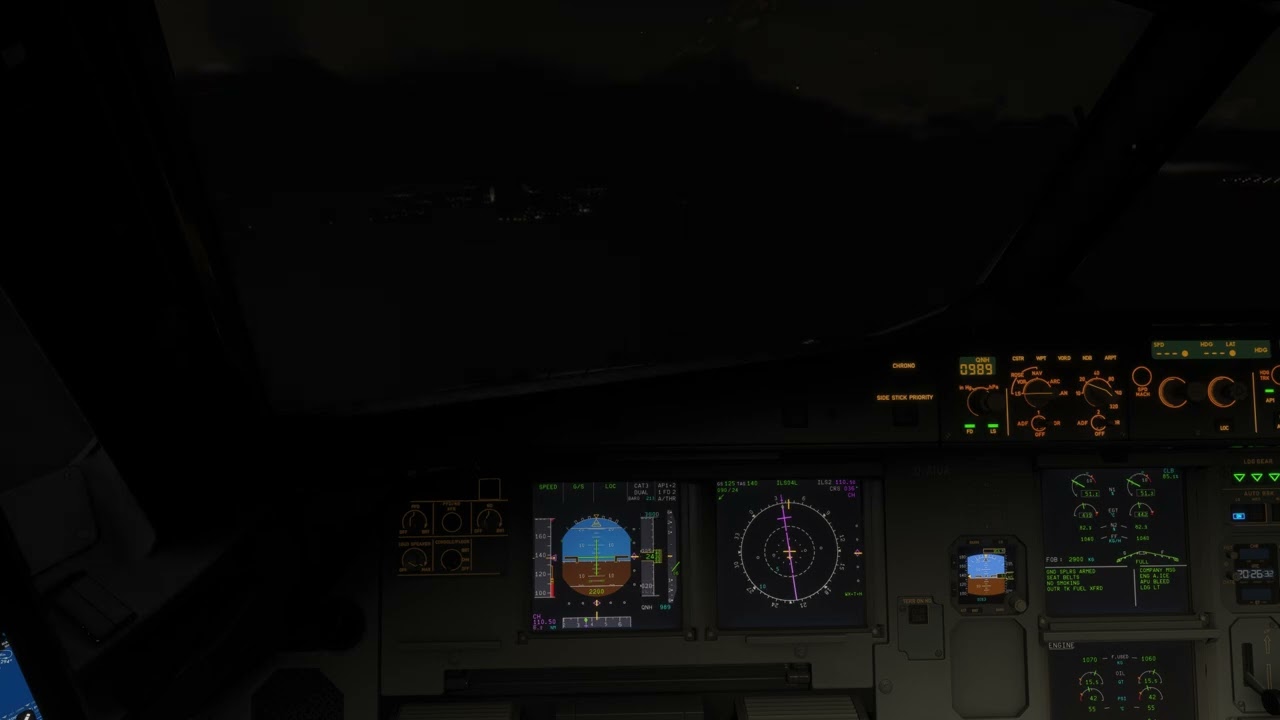 Copenhagen Night ILS Approach Fenix A320 (Hard Landing)