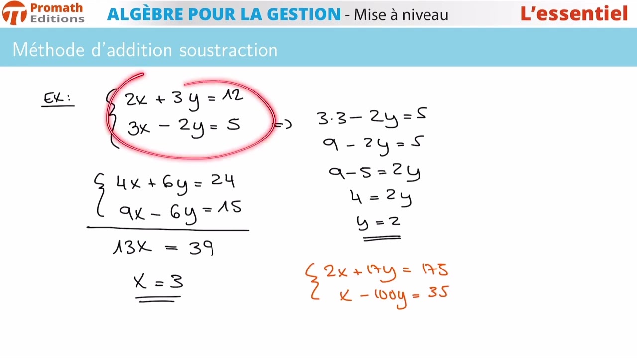 Systèmes d'équations du premier degré à deux inconnues