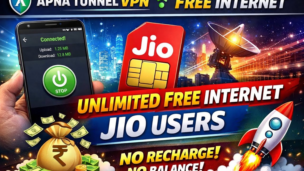 🚀 Jio Free Internet Trick 2026 | Apna Tunnel VPN Unlimited Data 😱