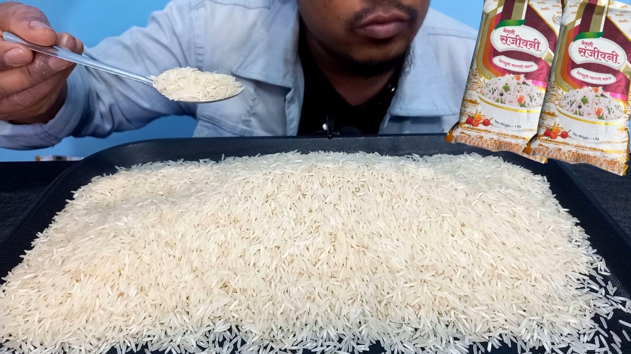 1kg hard raw dehraduni basmati rice eating challenge | raw basmati rice | raw rice eating asmr