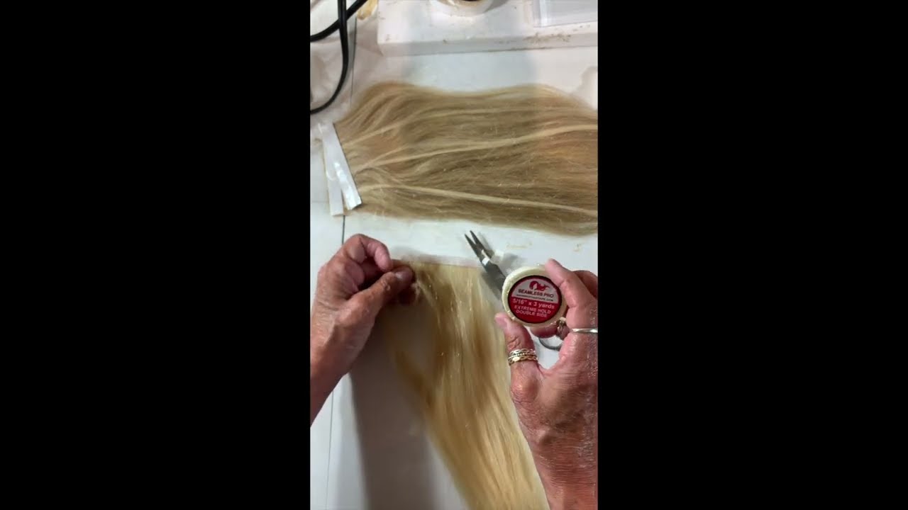 FLAT WEFT HAIR EXTENSION TURNED INTO A hand tied or genius weft.. by Hairweftingtape.com