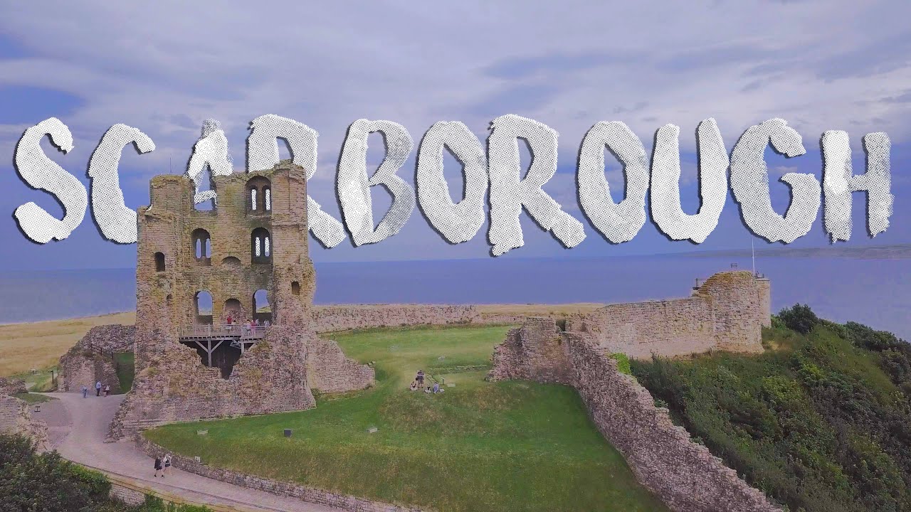 Scarborough Castle from above in 4K