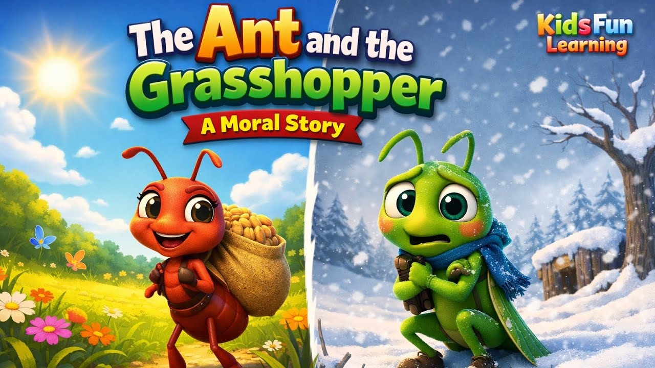 The Ant and the Grasshopper | Moral Story for Kids | Learn the Value of Hard Work & Preparation