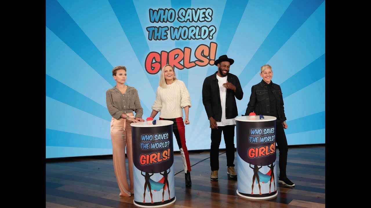 Scarlett Johansson & Brie Larson Play ‘Who Saves the World? Girls!’