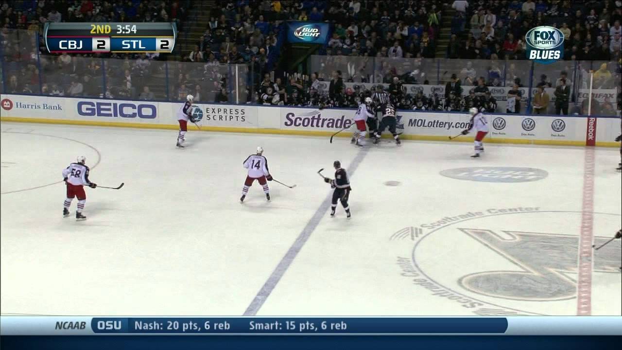 Vladimir Sobotka wrist shot goal 2-2 Columbus Blue Jackets vs St. Louis Blues 1/4/14 NHL Hockey