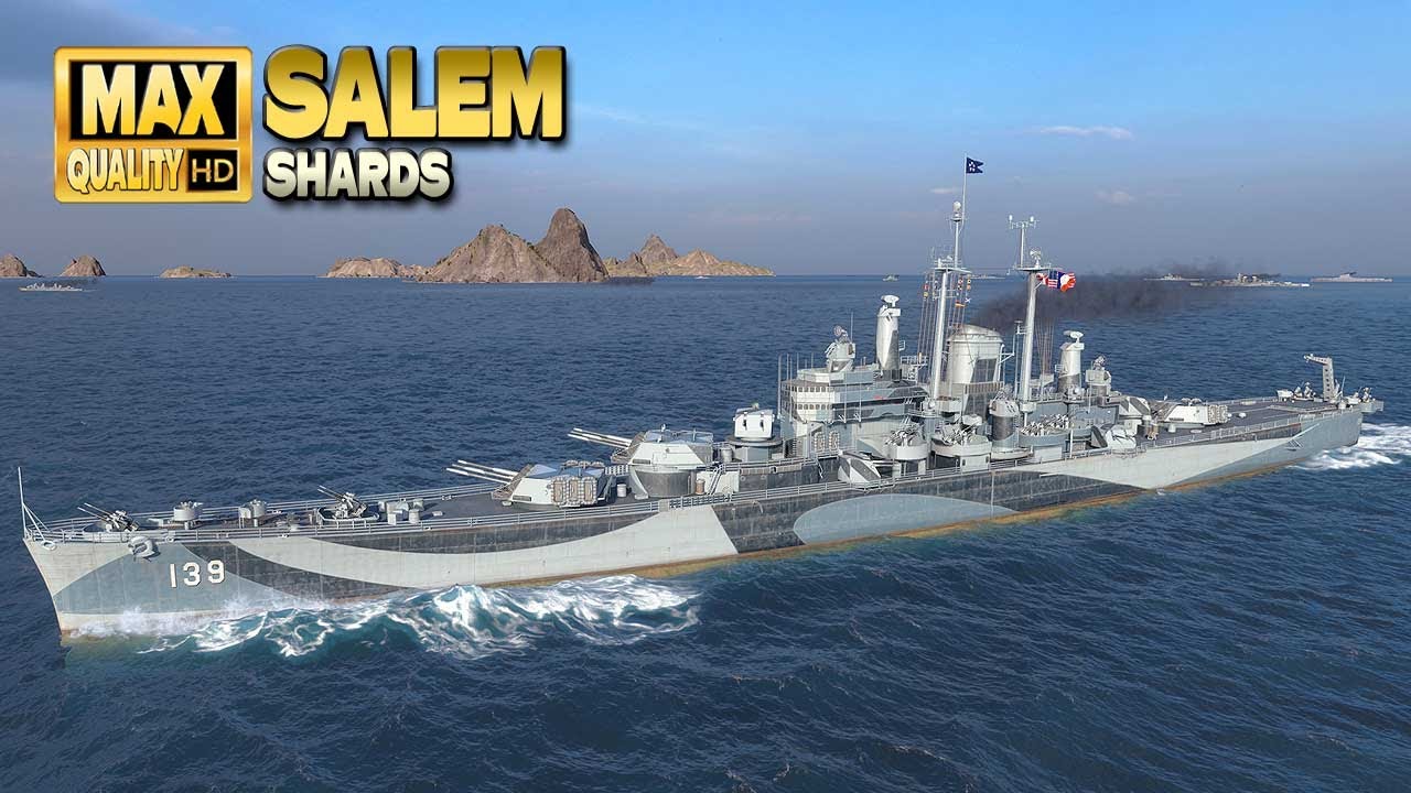 Cruiser Salem: Perfect positioning on map Shards - World of Warships