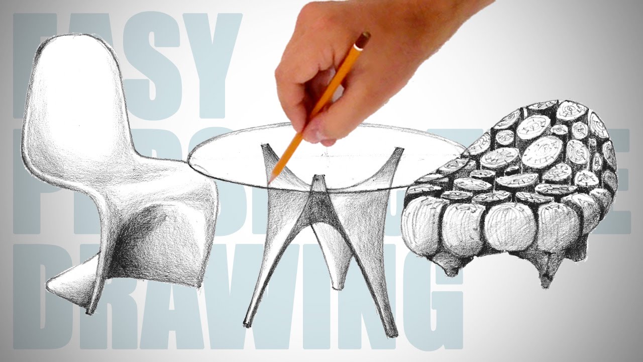 How to draw modern furniture - Easy Perspective Drawing 22