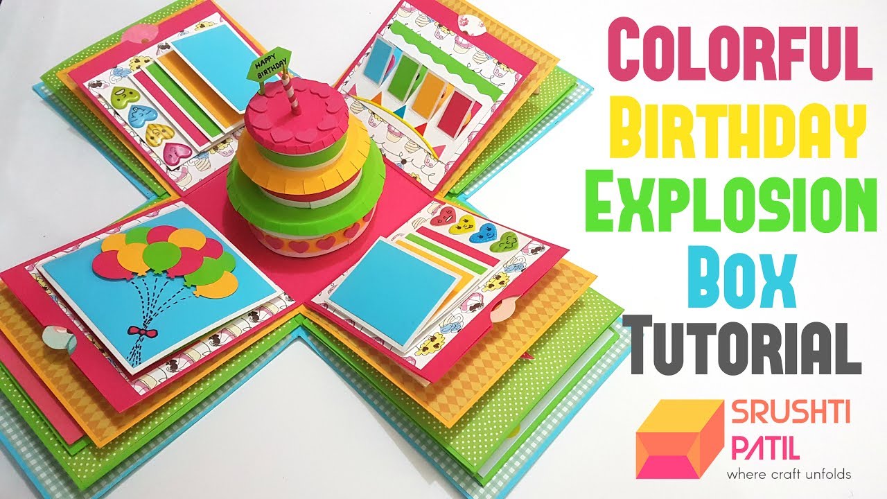 4 Layered Colorful Birthday Explosion Box Tutorial by Srushti Patil