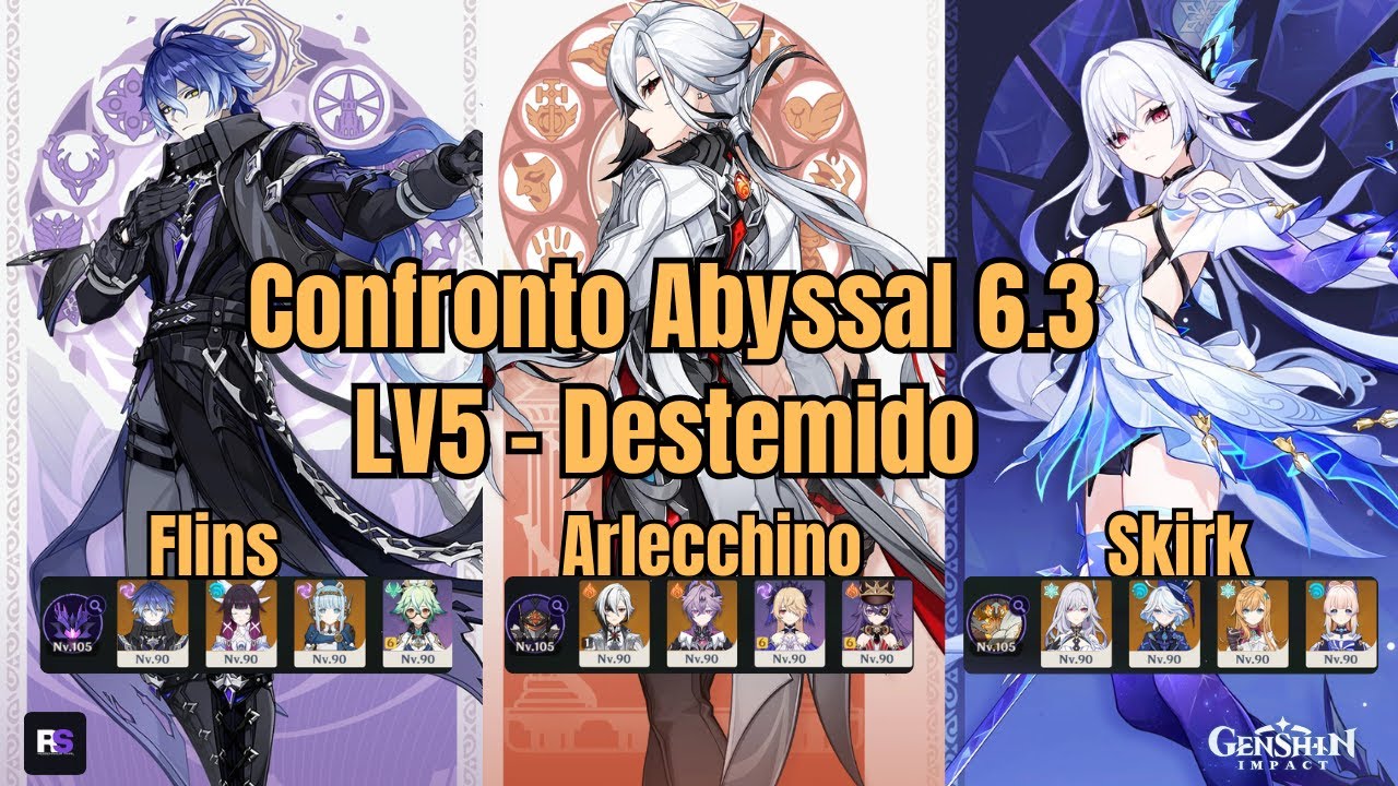 Flins C0R0/Arlecchino C1R1/Skirk C0R1 | Confronto Abissal🔥LV5 Destemido | Genshin Impact Luna IV