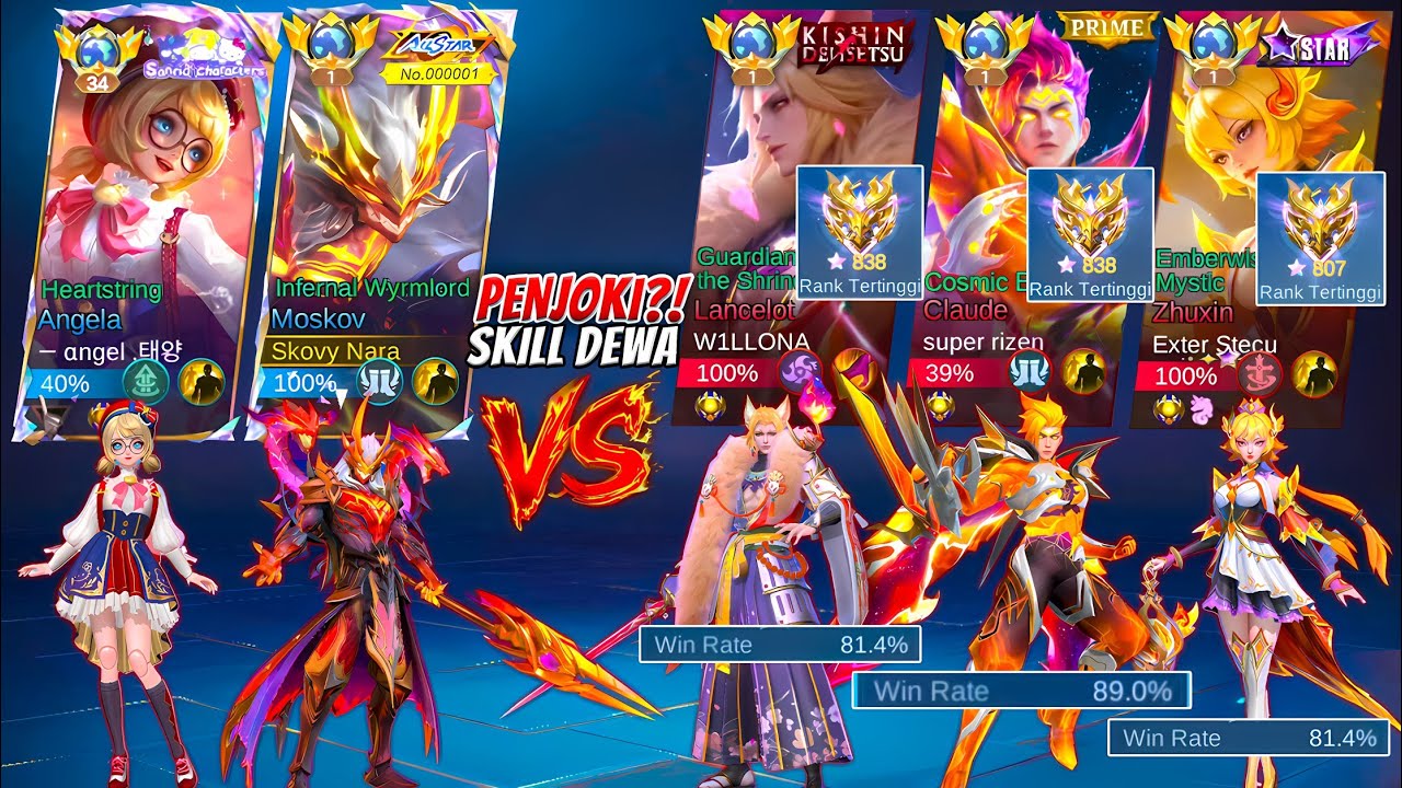 Top Global Hero Vs Party Penjoki Top Global Rank? Star 800, WR 80%! Match Sengit Parah!! ~ MLBB