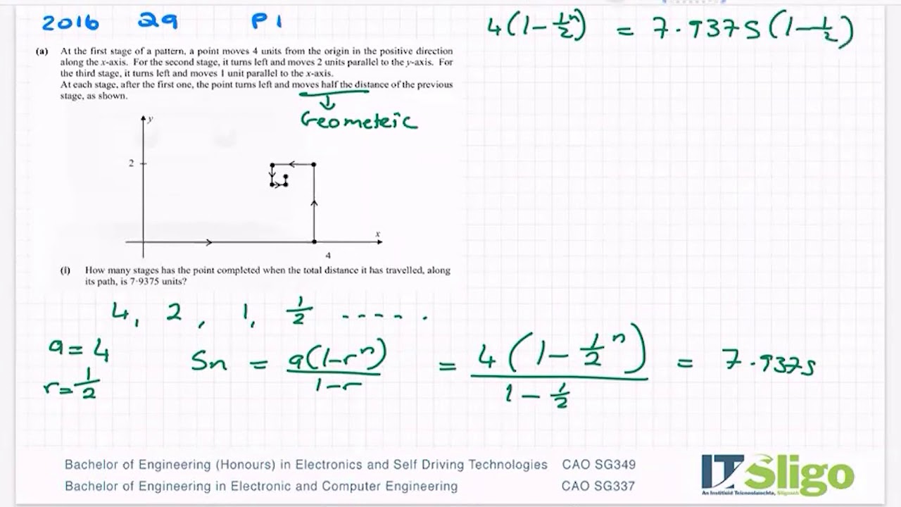 Sequence and Series 2016 Q9 Paper 1 Leaving Cert Higher Level Maths