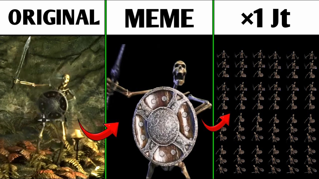 Raaahhh Skeleton Original vs Meme vs 1 Juta Kali