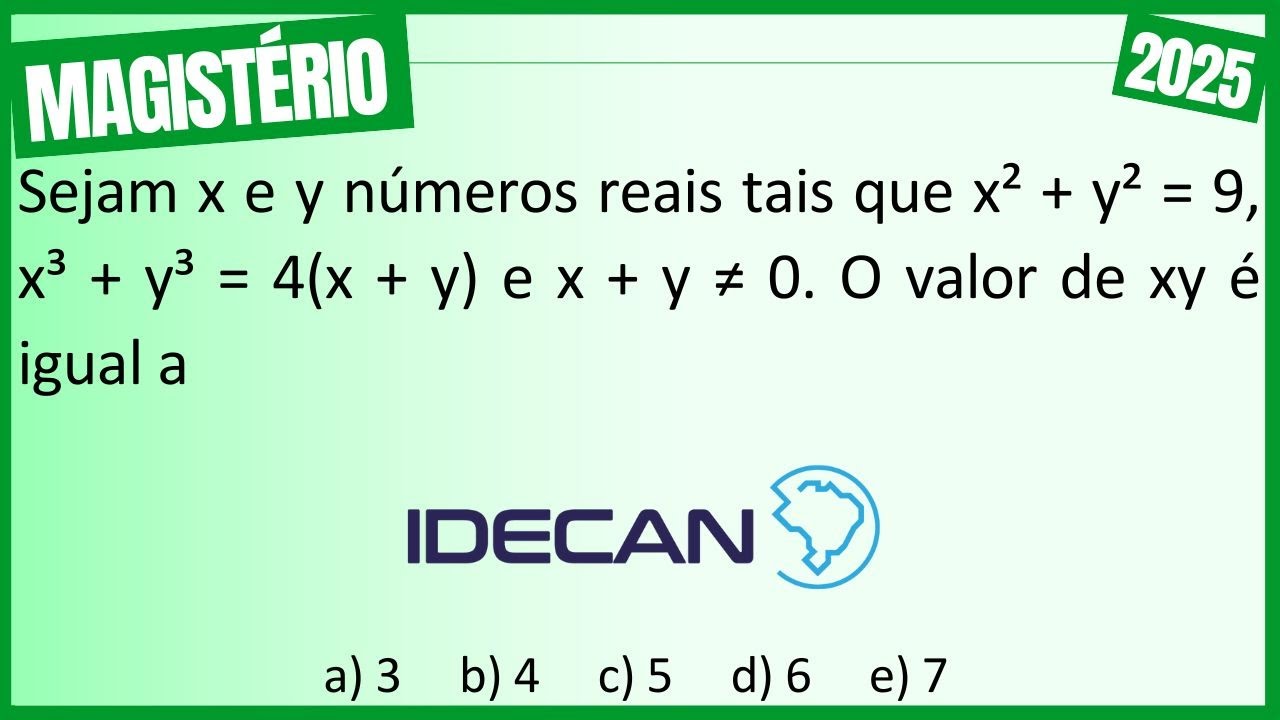 Como Resolver Questão de ÁLGEBRA na Prova da Banca IDECAN