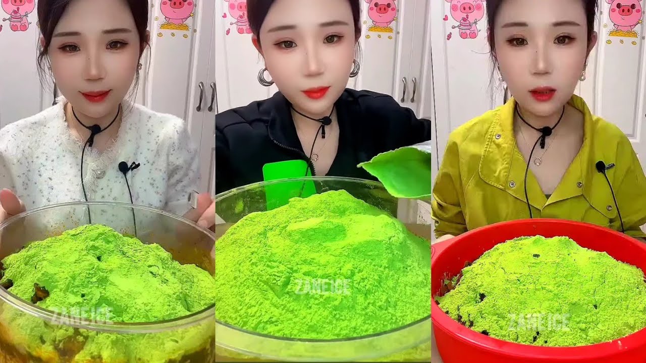 ASMR YY LEFTOVER ICE EATING IN ALL FORMS WITH ONLY MATCHA POWDER 
