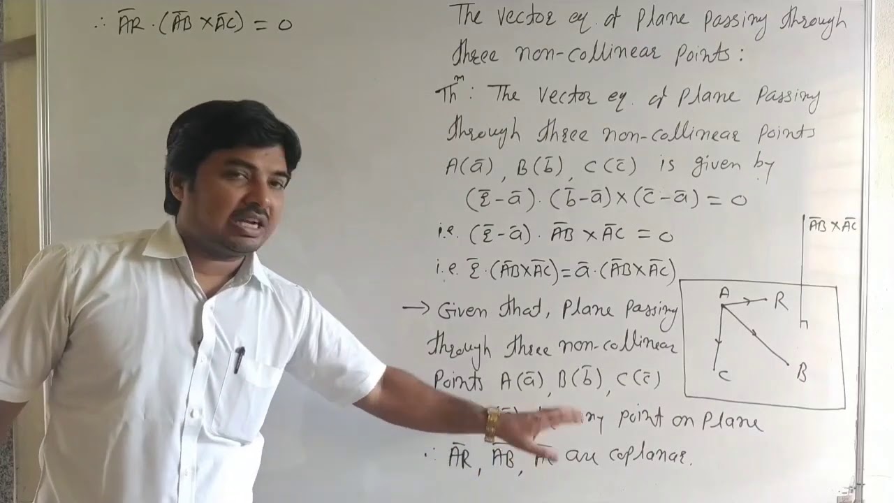 Lec24 Line and Plane : Vector and Cartesian equation of Plane passing through Three Points