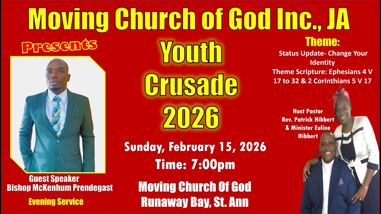 YOUTH CRUSADE 26 SUNDAY ( FINAL NIGHT SERVICE)- GUEST SPEAKER: REV MICKENHUM PRENDEGRAST
