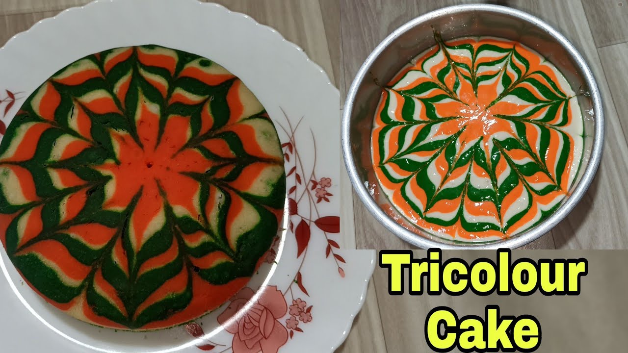 Tricolour Cake Recipe in Kadai | Tri Color Cake Recipe Without Oven, Egg | Republic Day Special Cake