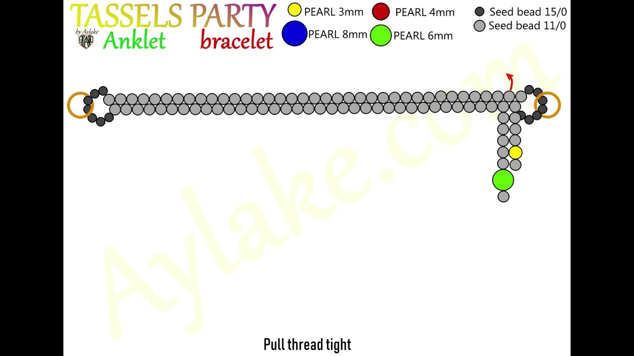 Beaded bracelet "Tassels Party". Easy animated beading tutorial for beginners