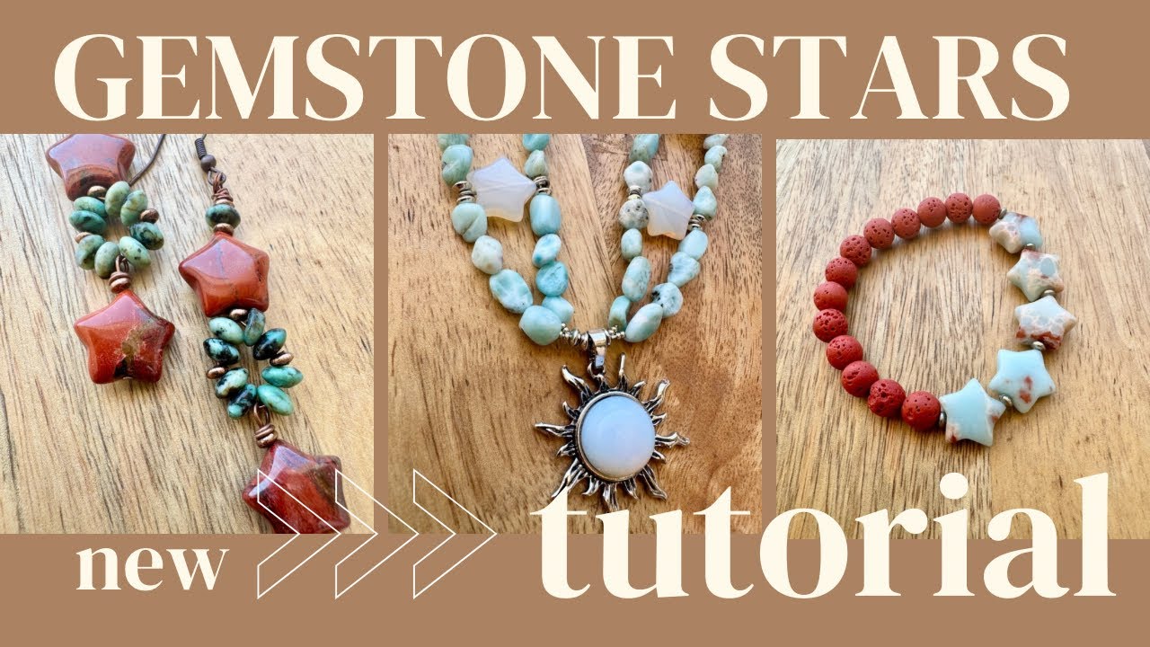 DIY Tutorial | Celestial Jewelry with Gemstone Stars ✨ Necklace, Earrings & Stretch Bracelet!