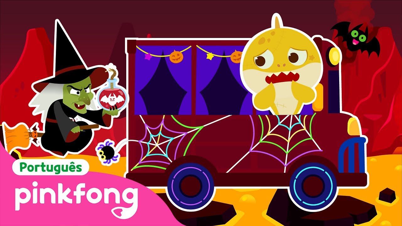 Rodas do Ônibus de Dia das Bruxas |💀Halloween Infantil|Pinkfong, Bebê Tubarão! Canções para Crianças