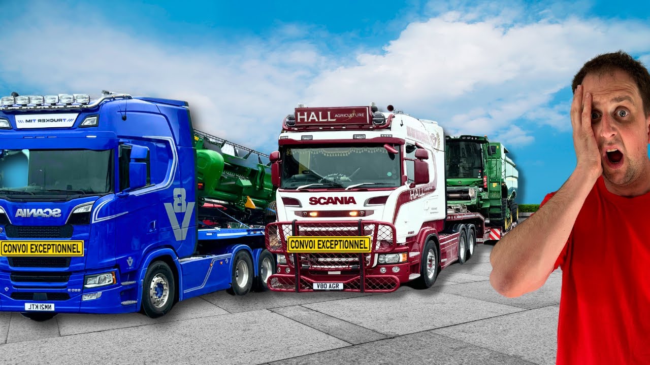 COMBINE AND HEADER MOVE | DAMAGED NEW TRAILER | #truckertim