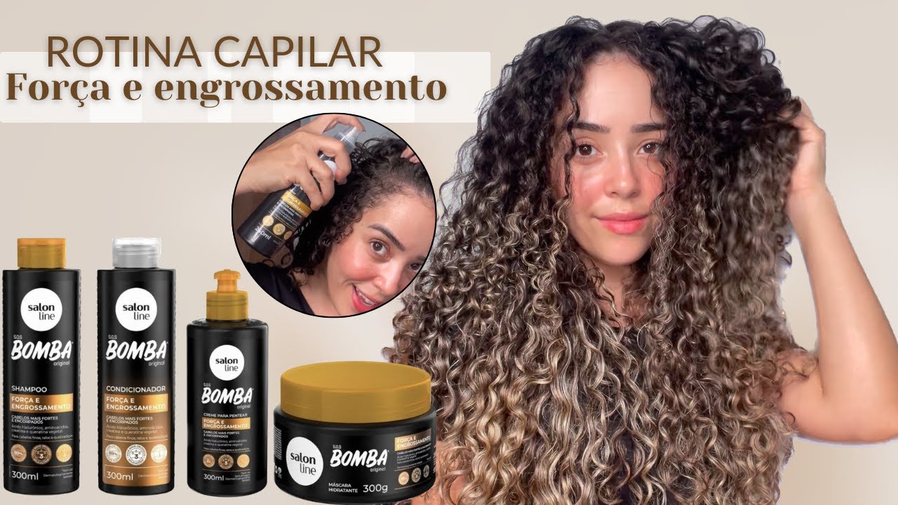 ROTINA CAPILAR COMPLETA CABELO CACHEADO | testei a linha força e engrossamento salon line