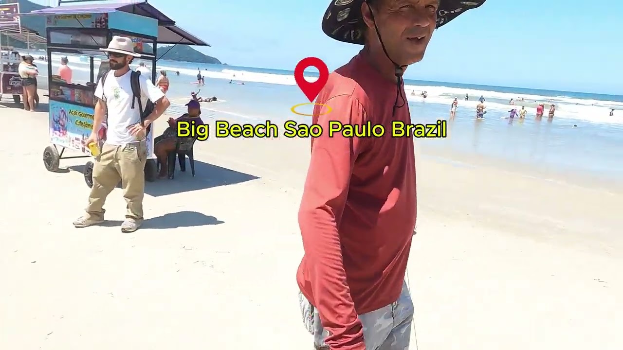 Walk along the beach in Brazil Praia Grande S&atilde;o Paulo