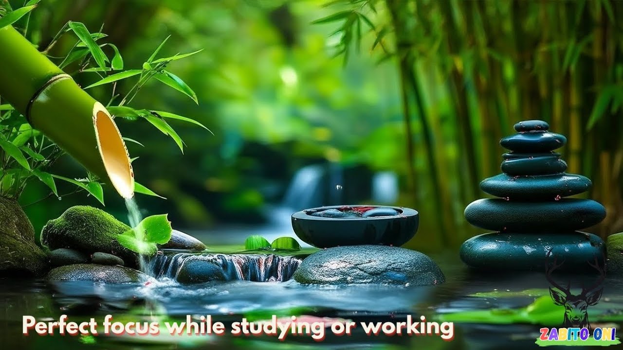 Fall Asleep Instantly 💧🪨 Bamboo Fountain & Dark Balanced Stones   Ultimate Zen Nature #83