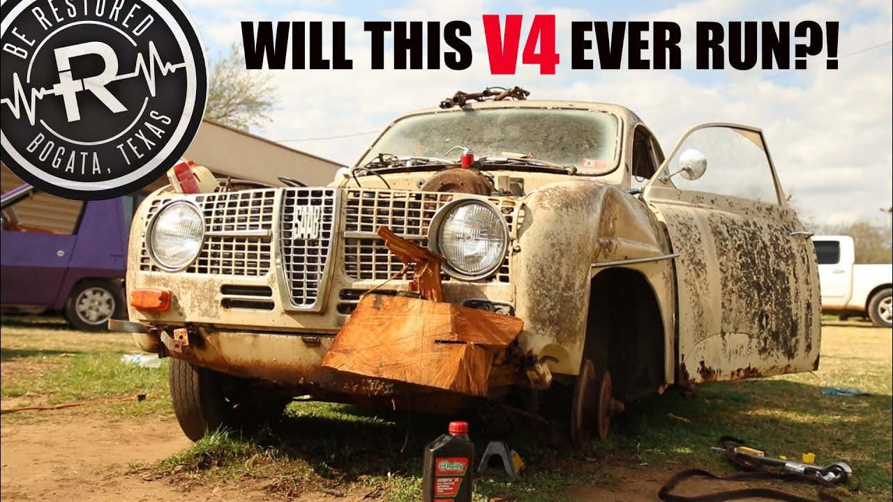 THIS IS BAD! Attempting To Start Locked Up V4 Engine Covered In Rats Nest | 1968 SAAB 96 | RESTORED
