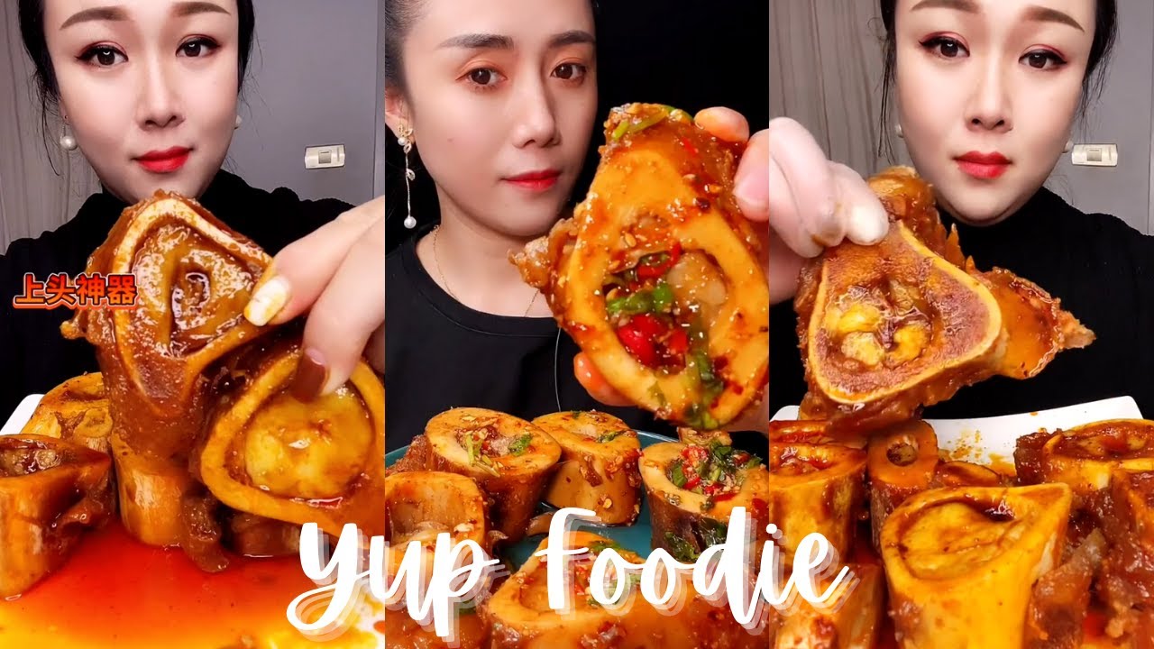 ASMR Chinese Food Mukbang | Hot & Spicy Beef Bone Marrow Mukbang | Eating Sounds | Yup Foodie #82