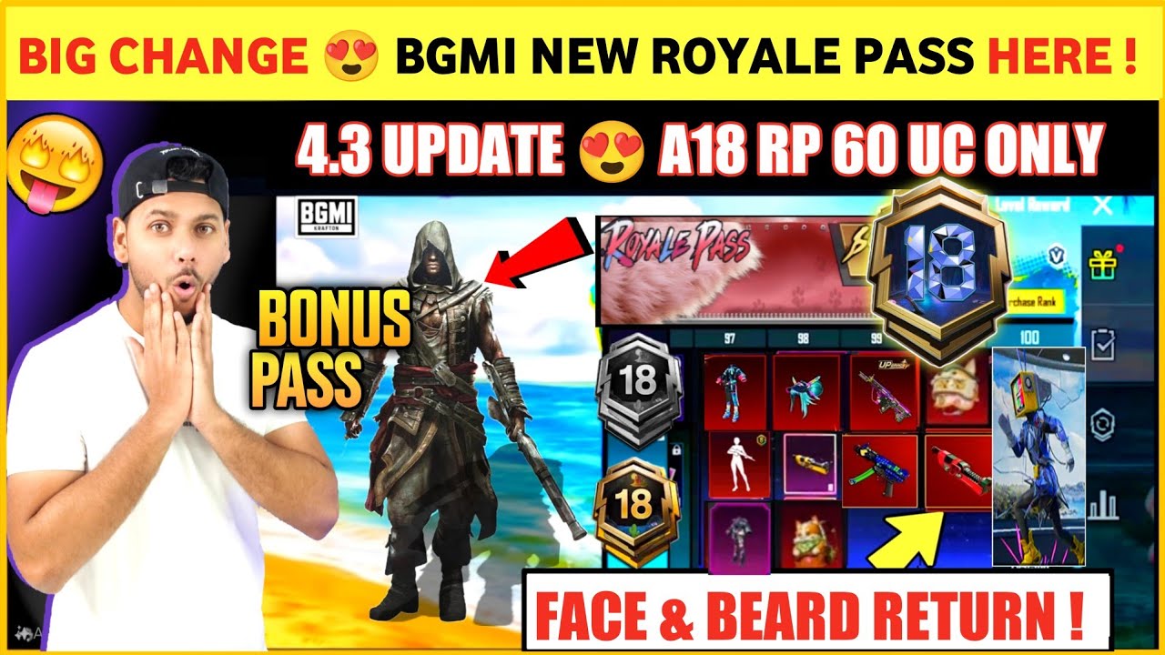 BIG CHANGES 😍 Bgmi 4.3 Update Royal Pass | A18 Bonus Pass | Bgmi New Royale Pass | A18 Royal Pass