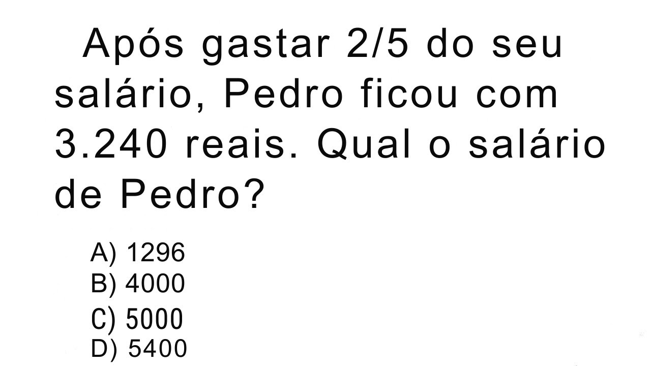 QUESTÃO DE MATEMÁTICA BÁSICA IMPERDÍVEL EM PROVA CONSEGUE INTERPRETAR - PROIBIDO ERRAR