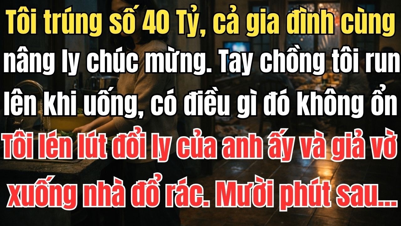 Tôi trúng số 40 tỷ, cả gia đình cùng nâng ly chúc mừng.Tay chồng tôi run lên khi uống, có điều gì đó