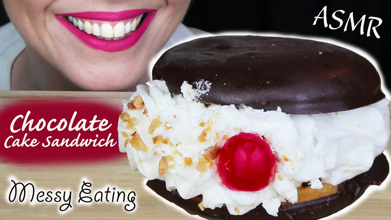 CHOCOLATE COATED CAKE SANDWICH 🍫 | Messy | No Talking | ASMR Mukbang  - 먹방 | Real Eating Sounds